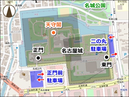 名古屋城駐車場マップ