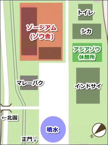 東山動植物園(名古屋市千種区)アジアゾウの場所(ゾージアム・地図)