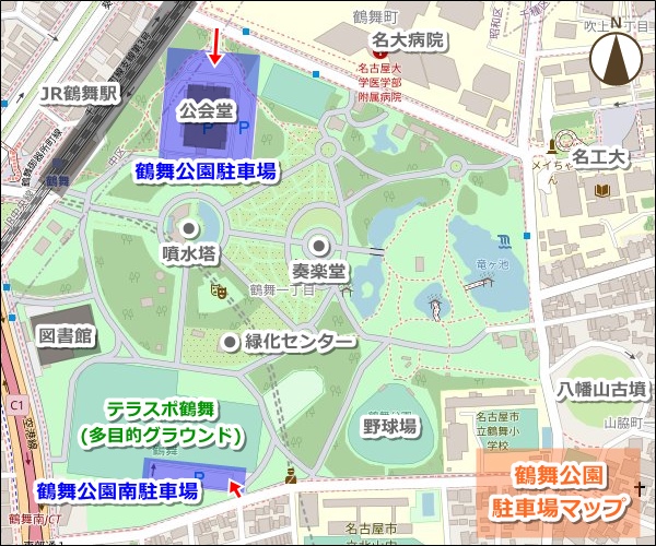 鶴舞公園(名古屋市昭和区)駐車場マップ02