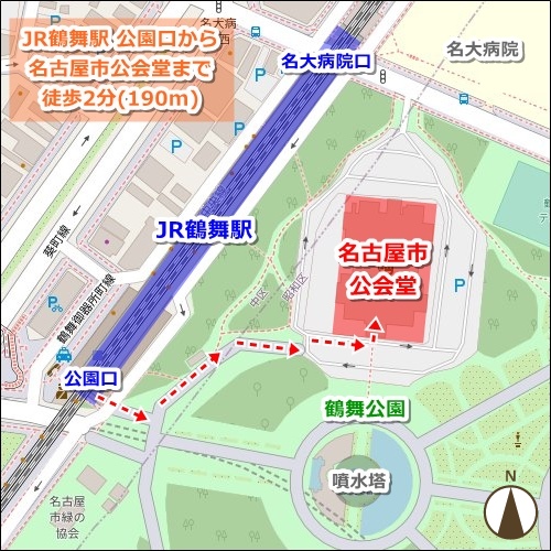 名古屋駅から名古屋市公会堂への行き方マップ(JR)01