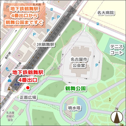 名古屋駅から鶴舞公園への行き方マップ(地下鉄)