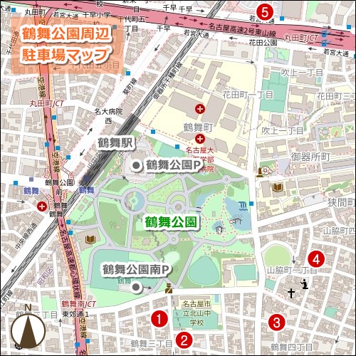鶴舞公園(名古屋市昭和区)周辺駐車場マップ01