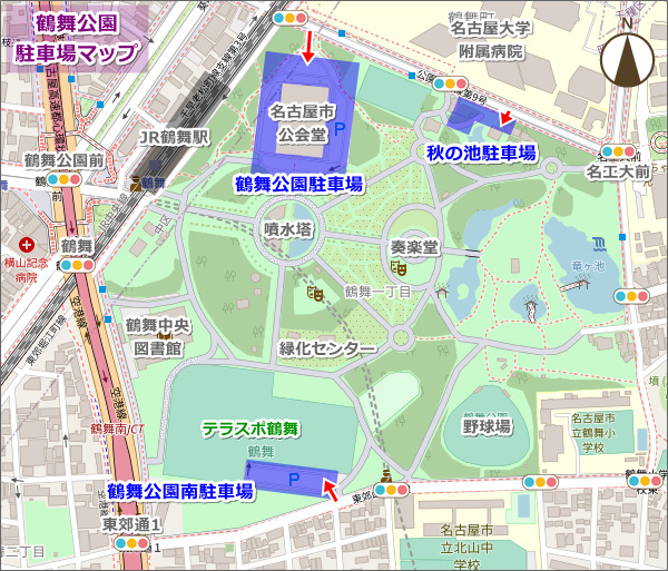 鶴舞公園(名古屋市)駐車場マップ01