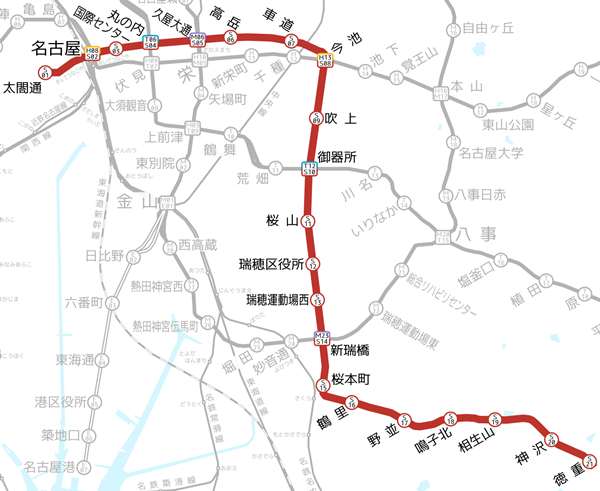 名古屋市営地下鉄(名古屋市交通局)桜通線路線図202301