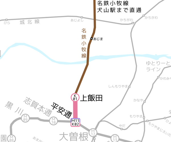 名古屋市営地下鉄(名古屋市交通局)上飯田線路線図