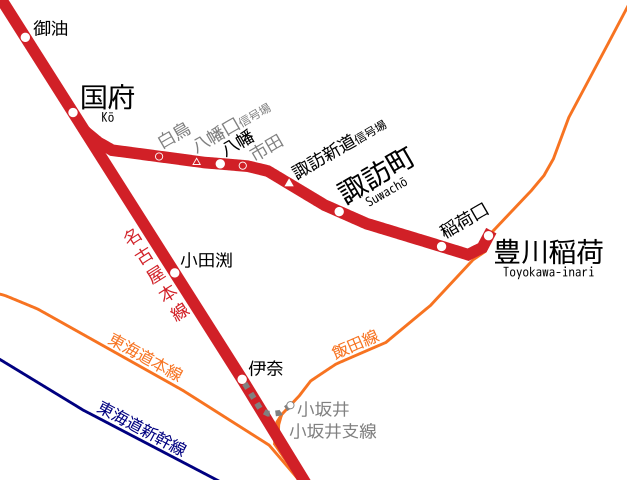 名鉄豊川線路線図