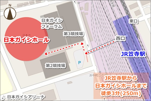 JR笠寺駅から日本ガイシホールへのアクセス(徒歩ルート)01