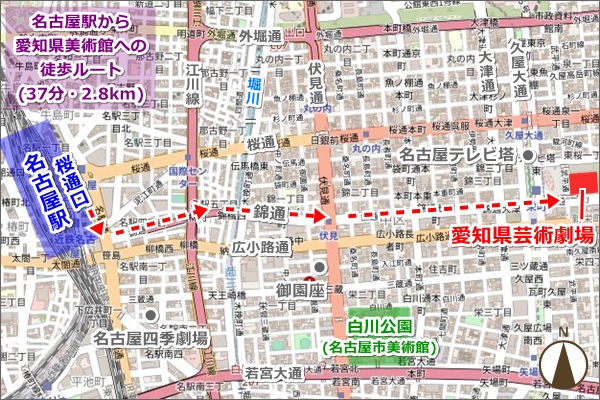 名古屋駅から愛知県芸術劇場への徒歩ルートマップ(地図)01