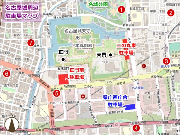 名古屋城周辺駐車場マップ02