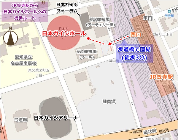 JR笠寺駅から日本ガイシホールへの徒歩ルートマップ04