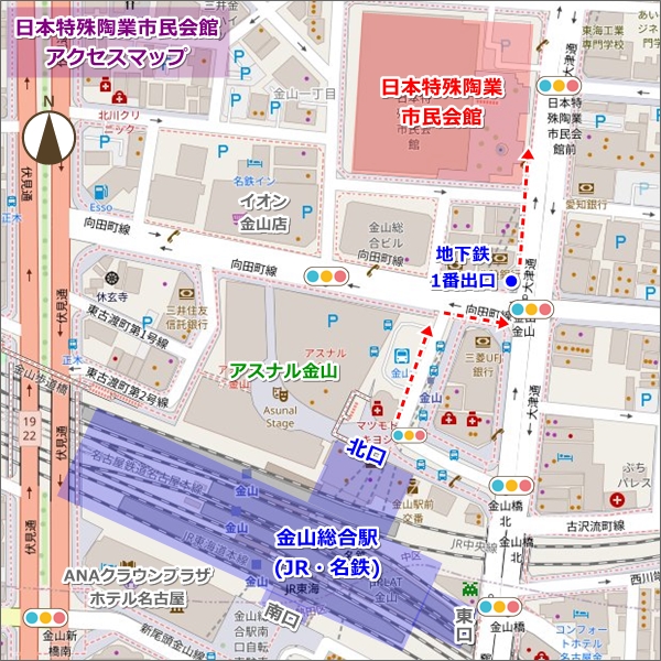金山駅から日本特殊陶業市民会館へのアクセスマップ01