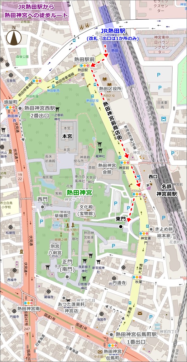 JR熱田駅から熱田神宮への徒歩ルートマップ01