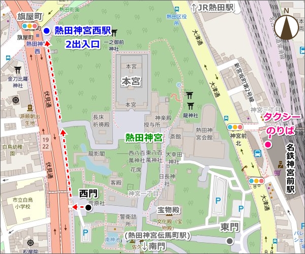 熱田神宮から熱田神宮西駅への徒歩ルートマップ01