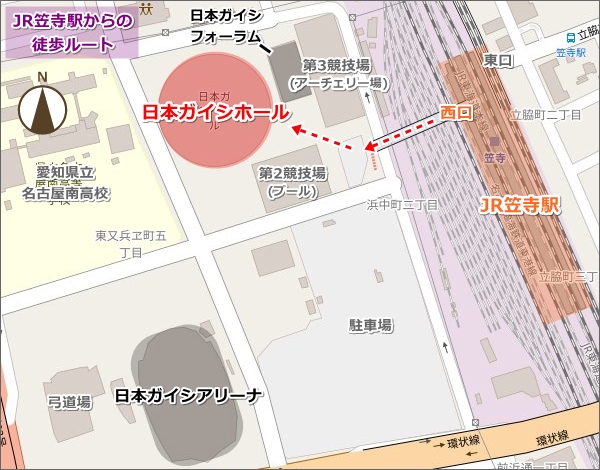 JR笠寺駅から日本ガイシホールへの徒歩ルートマップ02