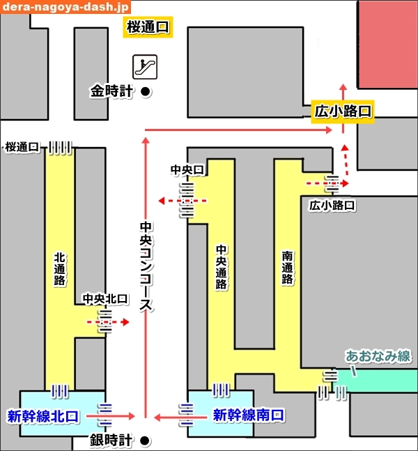 JR名古屋駅から名鉄バスセンターへの行き方マップ(駅構内図)01