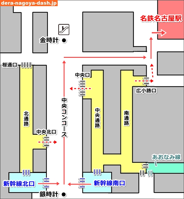 名古屋駅から名鉄名古屋駅への行き方(構内図マップ)02